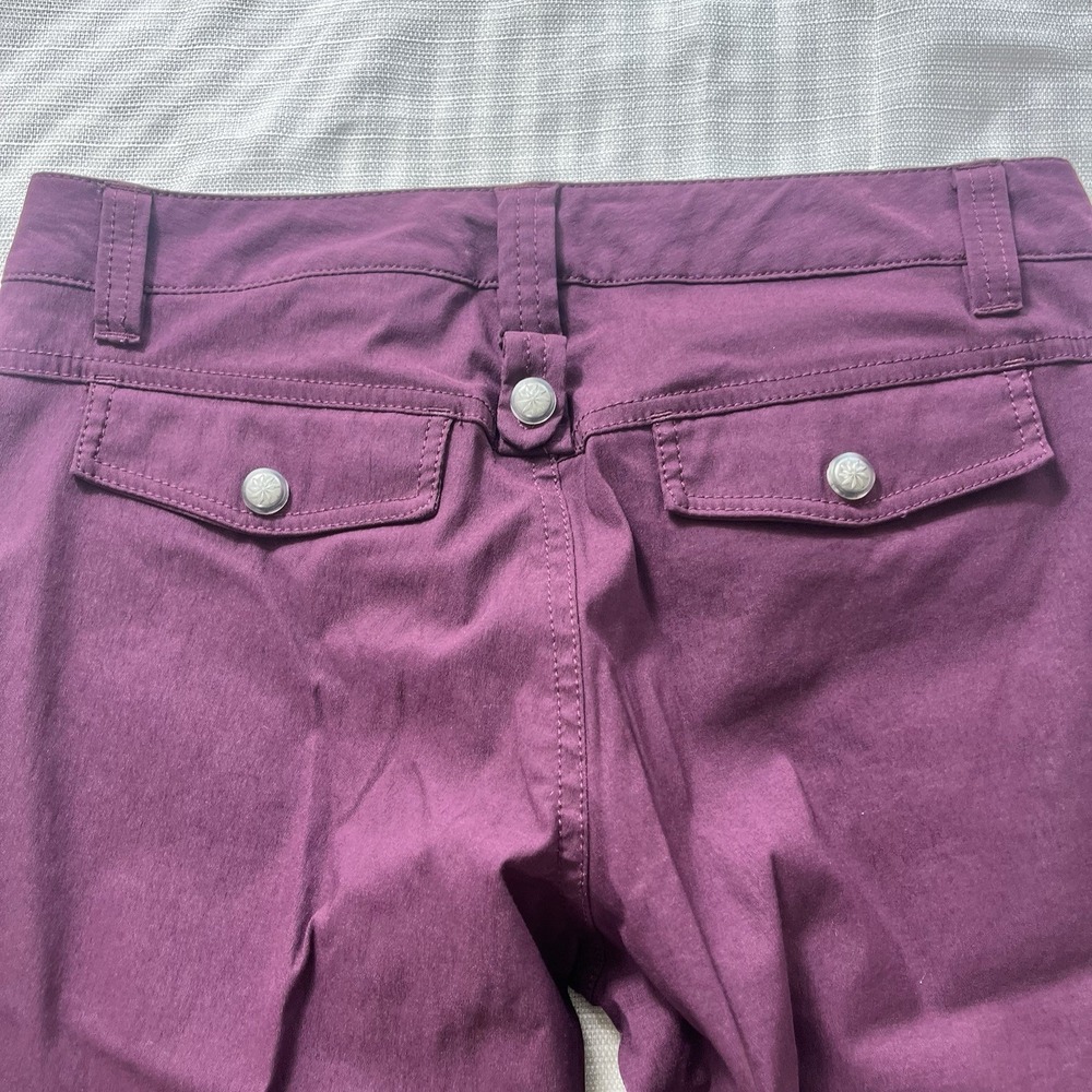Athleta Cargo Pants Burgundy Women Size 6 Midrise Bootcut Hiking Outdoor Zip - Picture 3 of 8